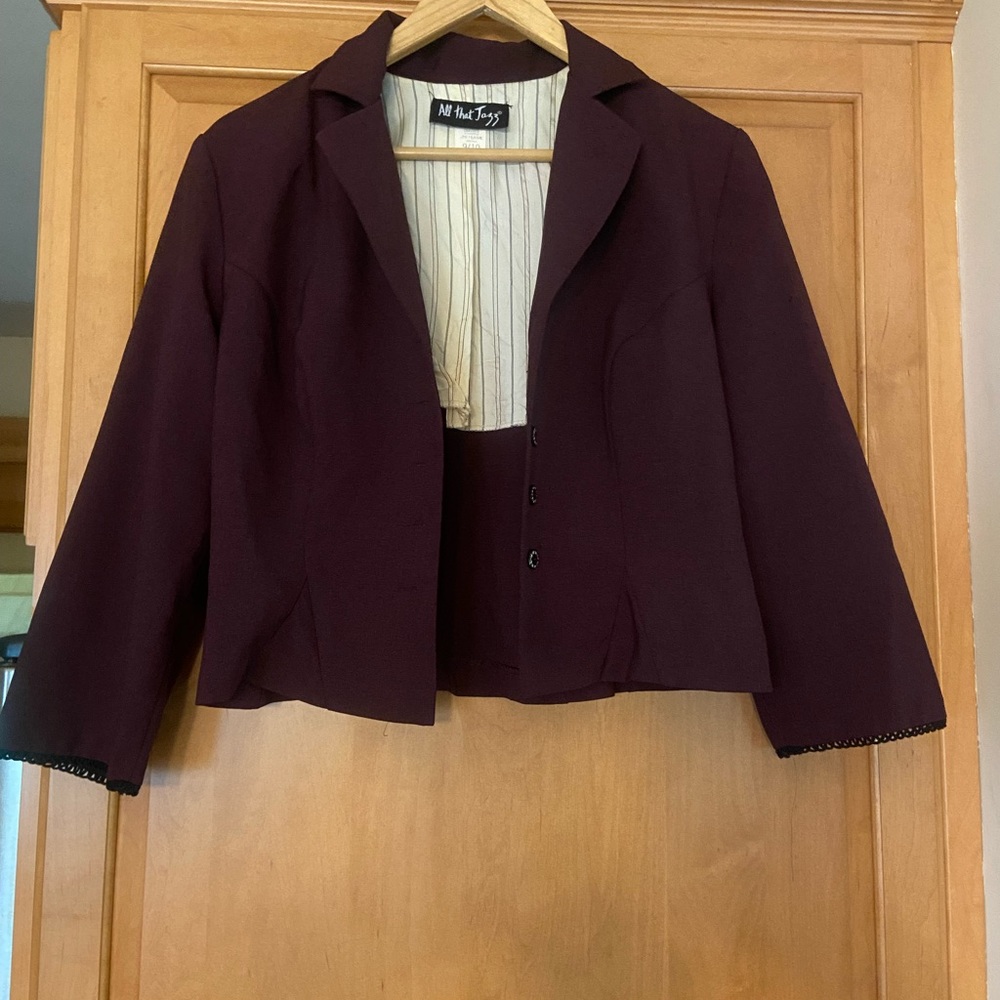 All That Jazz Crop Lightweight Suit Jacket Sz 9-10